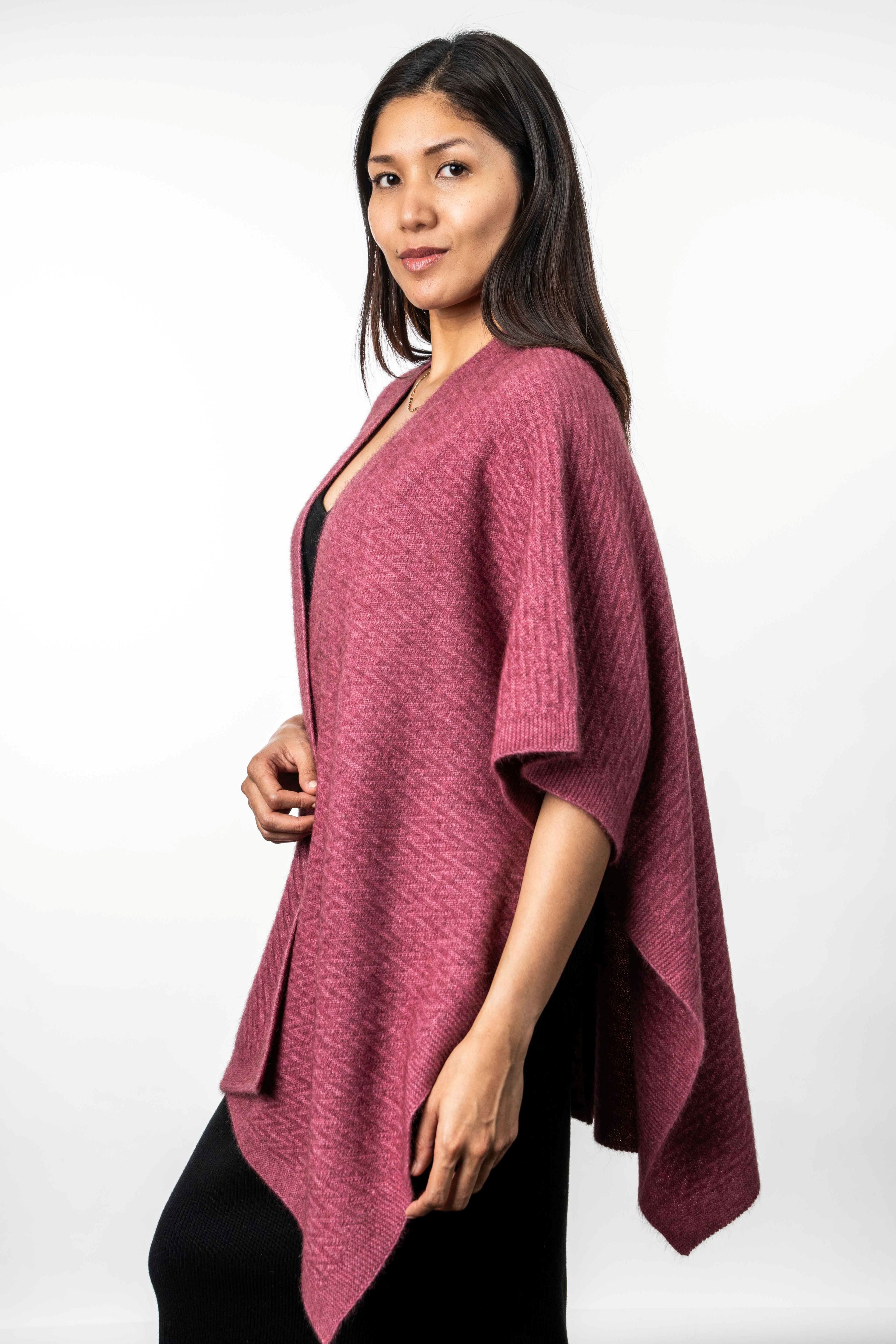 Zig Zag Textured Possum Merino Cape Secondary image