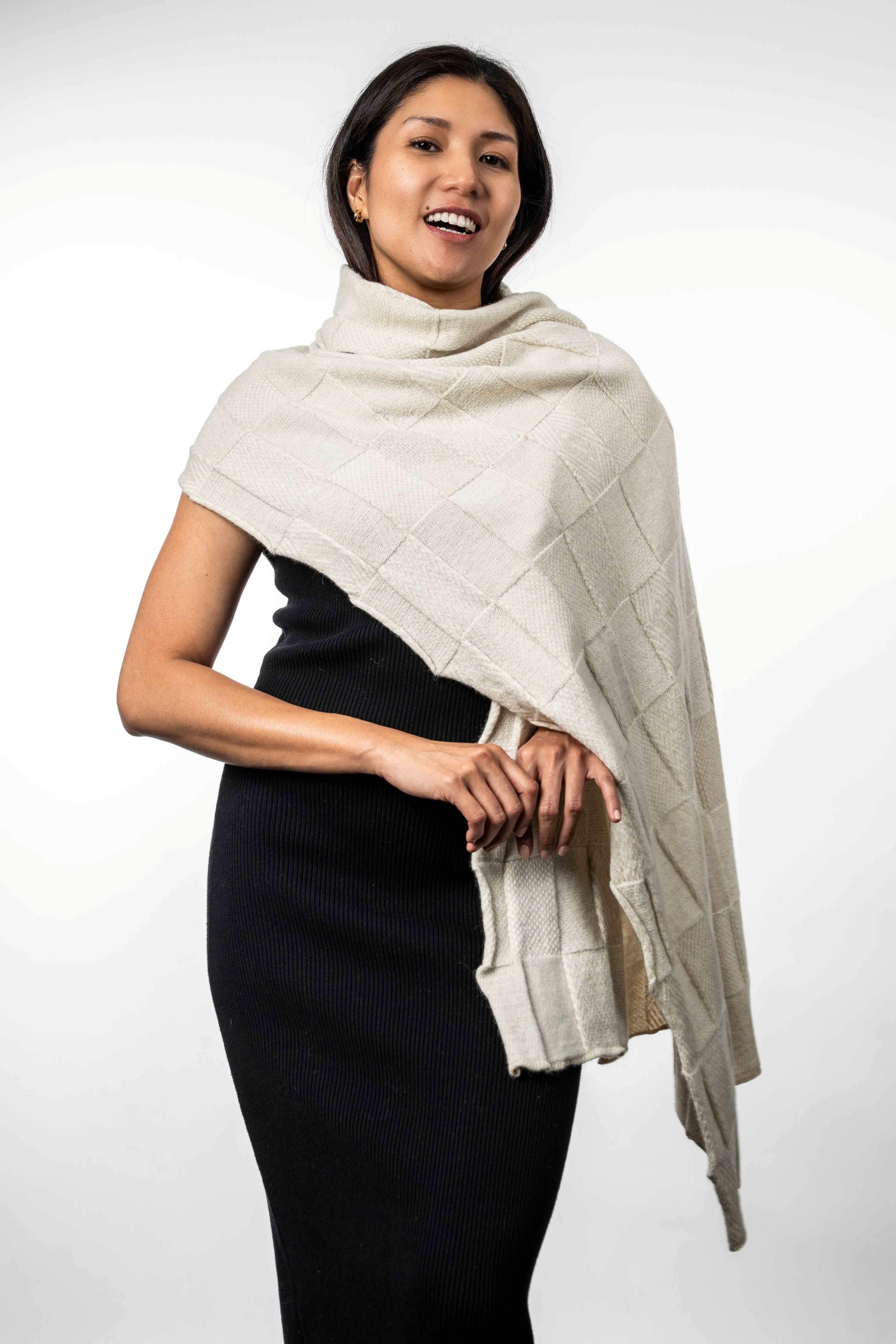 Jacquard Pattern Possum Merino Wrap Main image