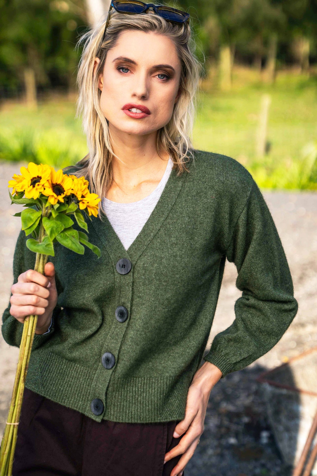 V-Neck Possum Merino Cardigan Main image