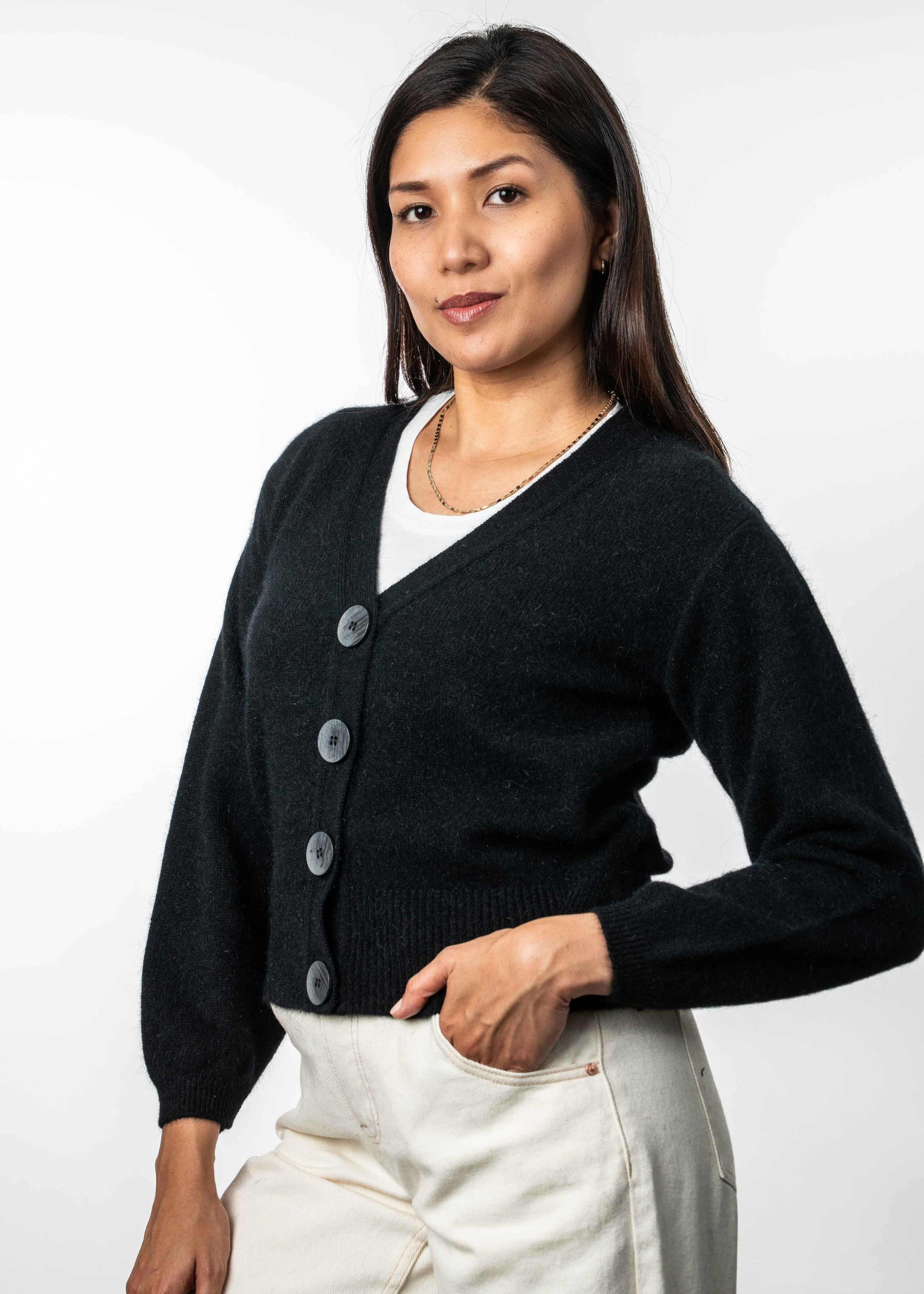 V-Neck Possum Merino Cardigan Secondary image