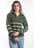 Possum Merino Striped Zip Jumper - Koru Knitwear