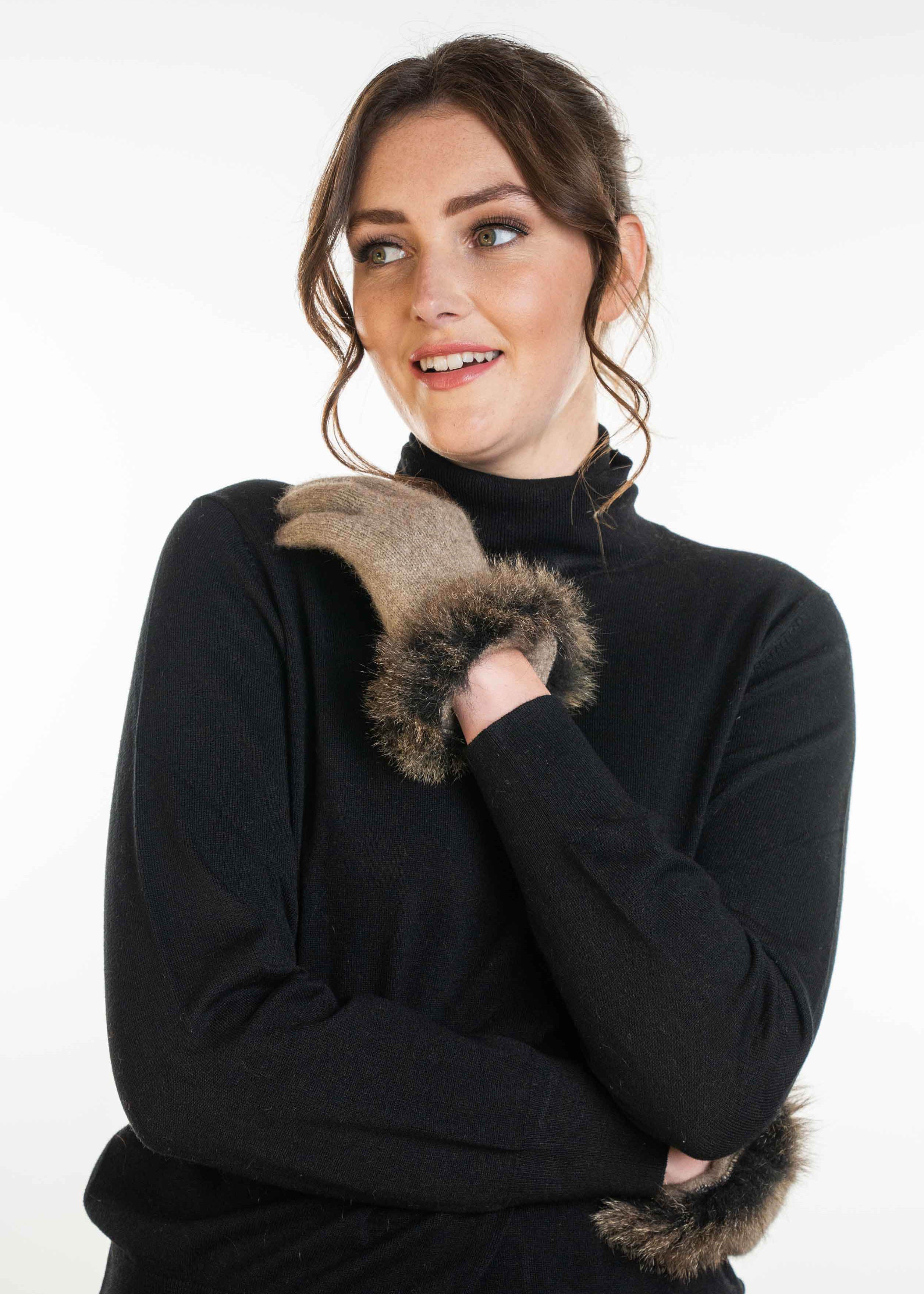 Fur Trim Possum Merino Gloves Main image