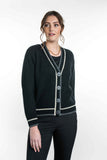 Possum Merino Contrast Textured Cardigan - Koru Knitwear