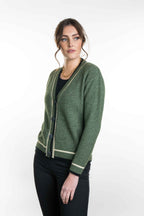 Contrast Textured Possum Merino Cardigan