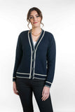 Possum Merino Contrast Textured Cardigan - Koru Knitwear