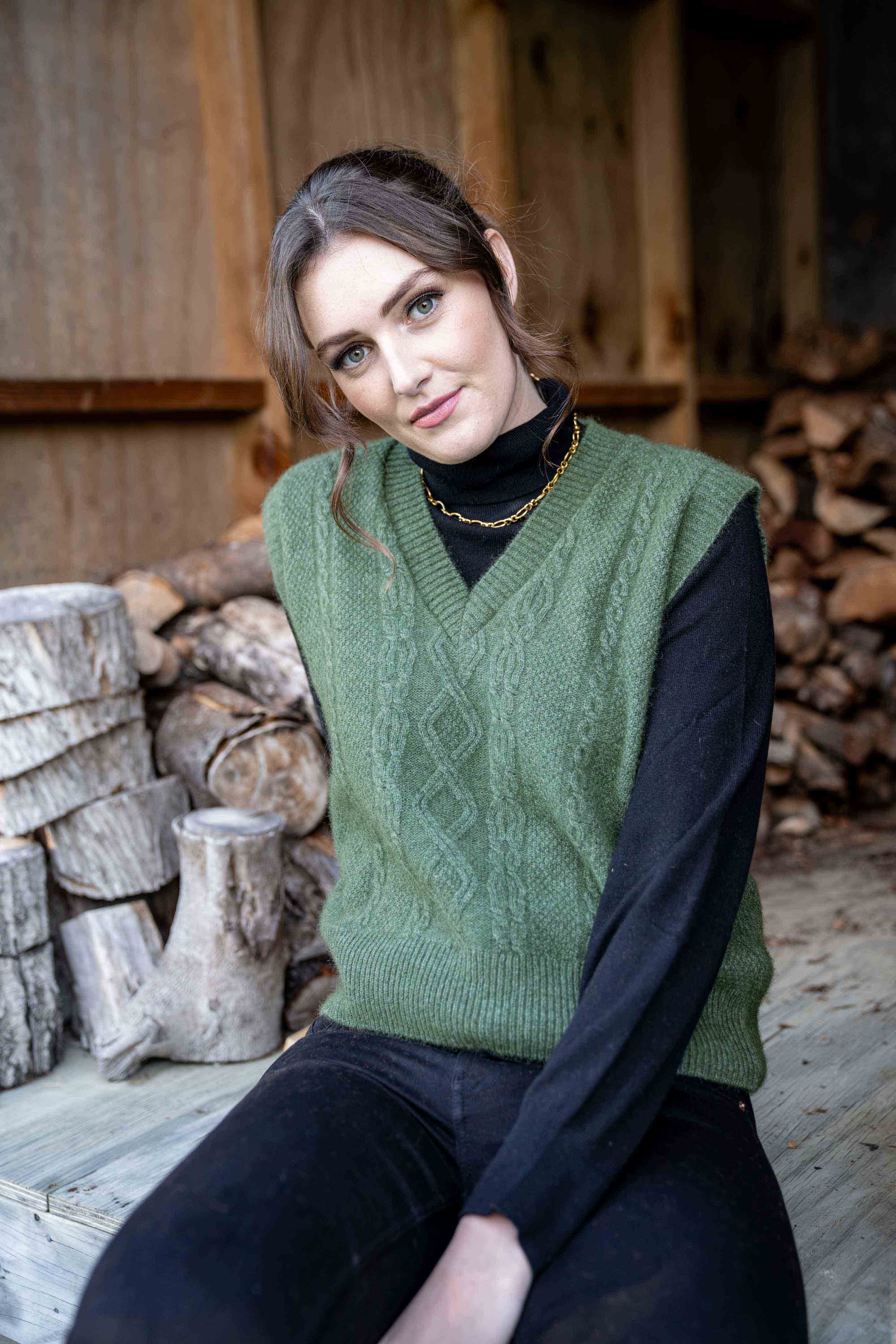 Cable Knit Possum Merino Vest Main image