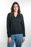 Possum Merino V-Neck Ribbed Jumper - Koru Knitwear