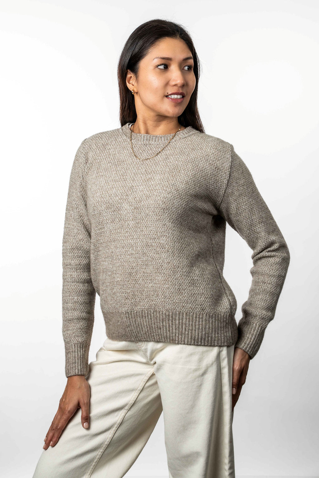 Moss Stitch Plated Possum Merino Jumper