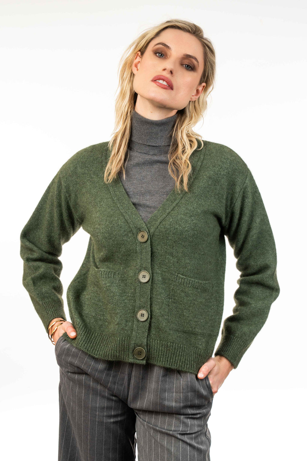 Classic V Neck Possum Merino Cardigan