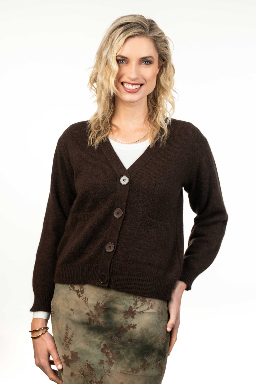 Classic V Neck Possum Merino Cardigan