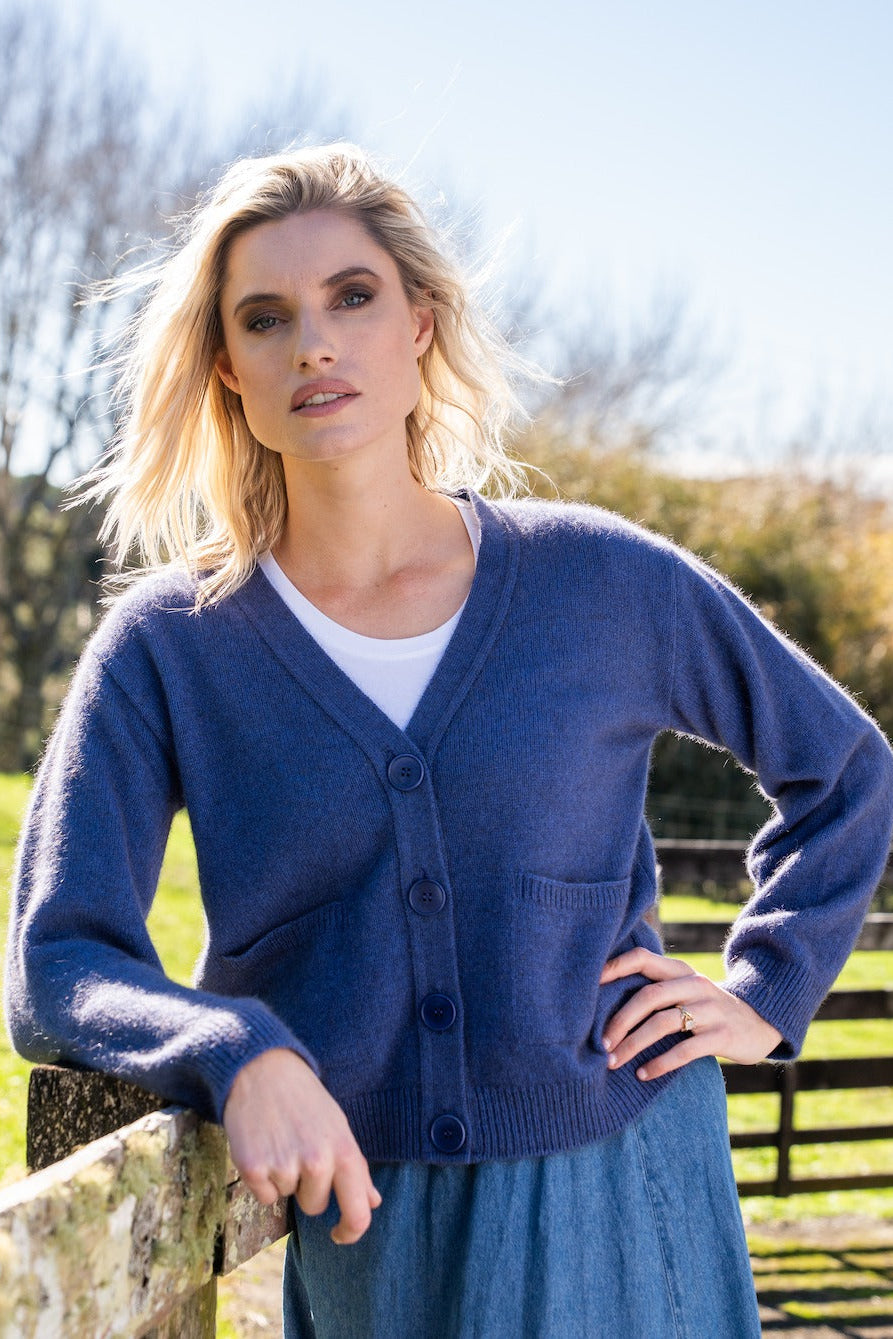 Classic V Neck Possum Merino Cardigan