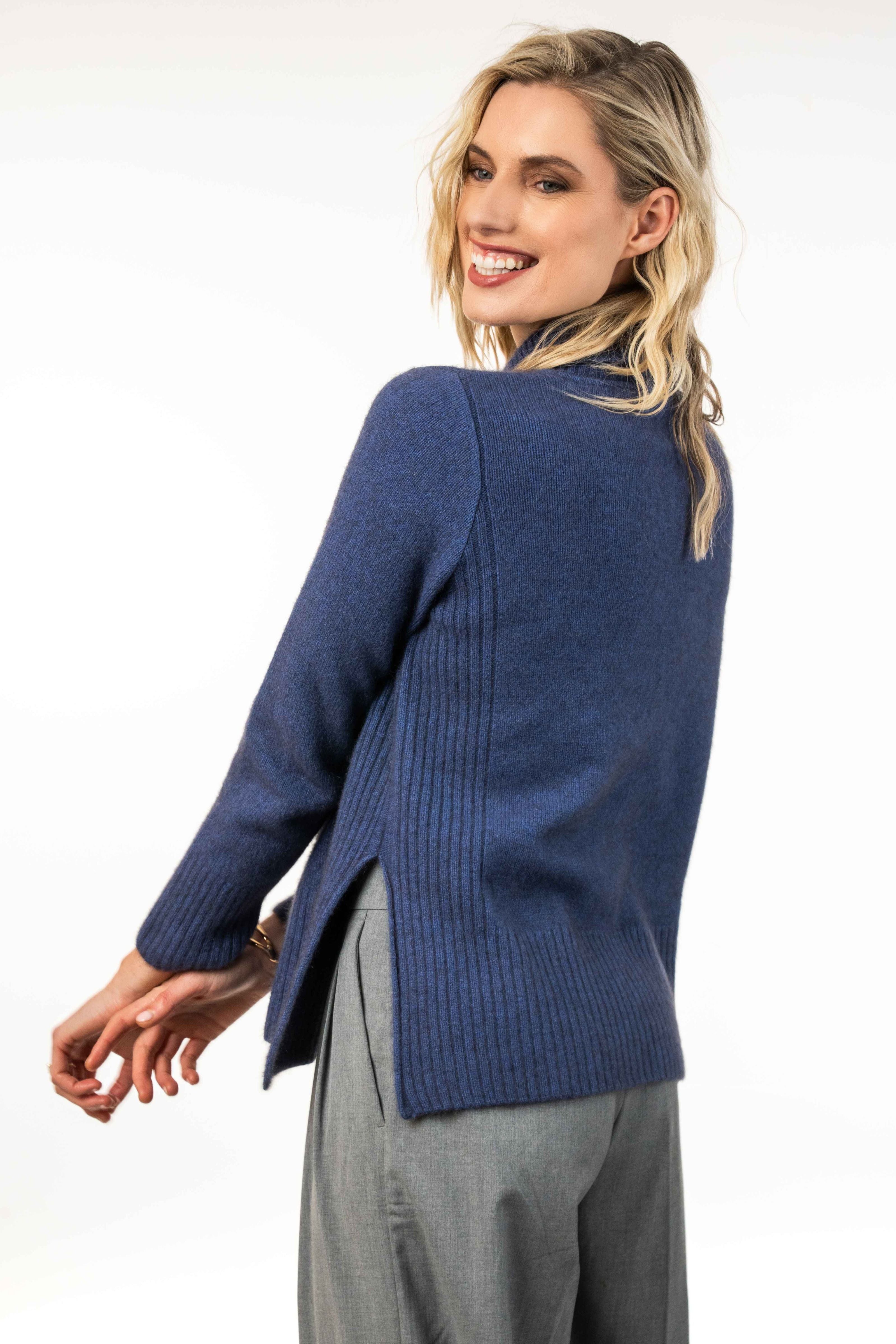 Roll Neck Rib Possum Merino Jumper