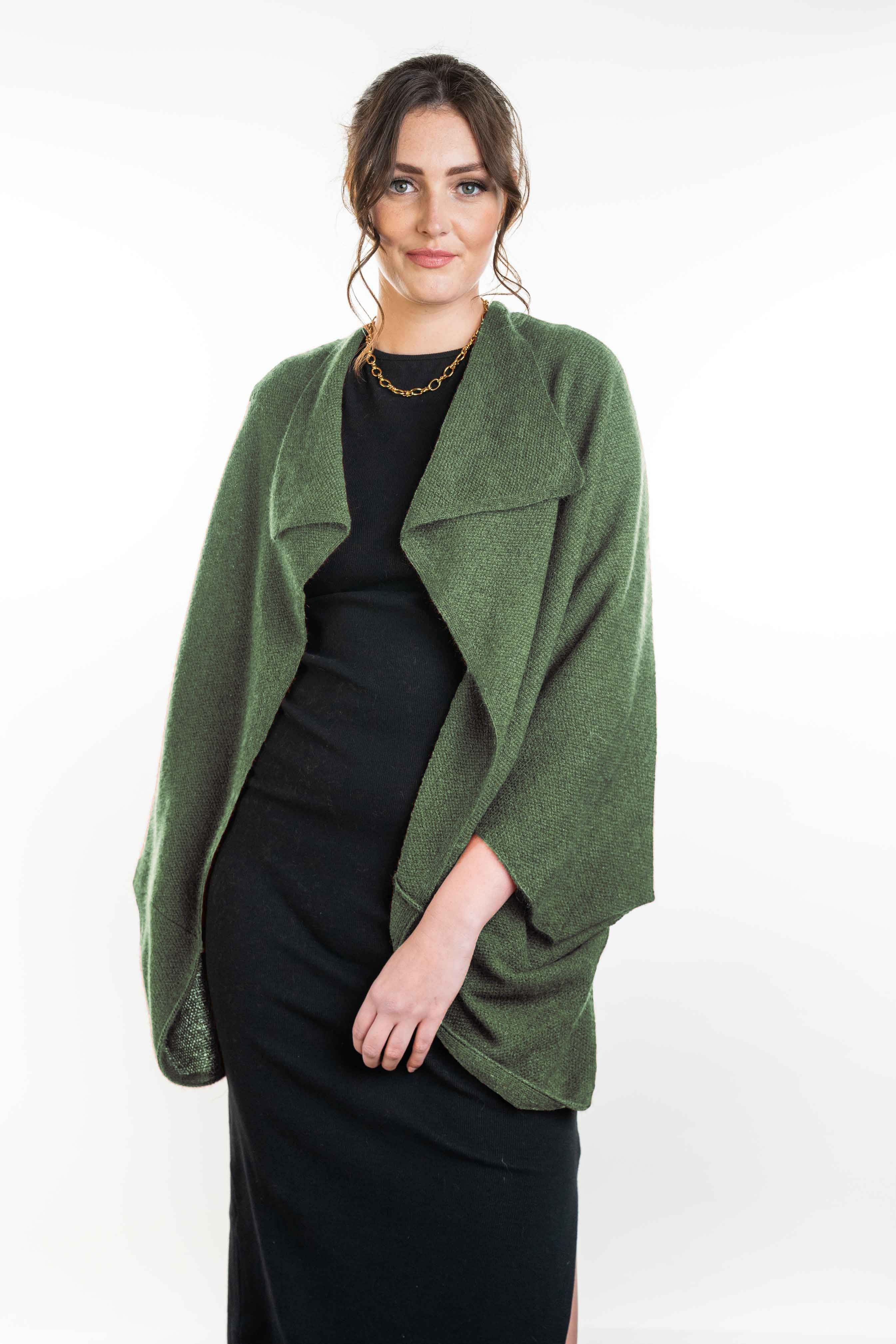 Moss Stitch Possum Merino Shrug