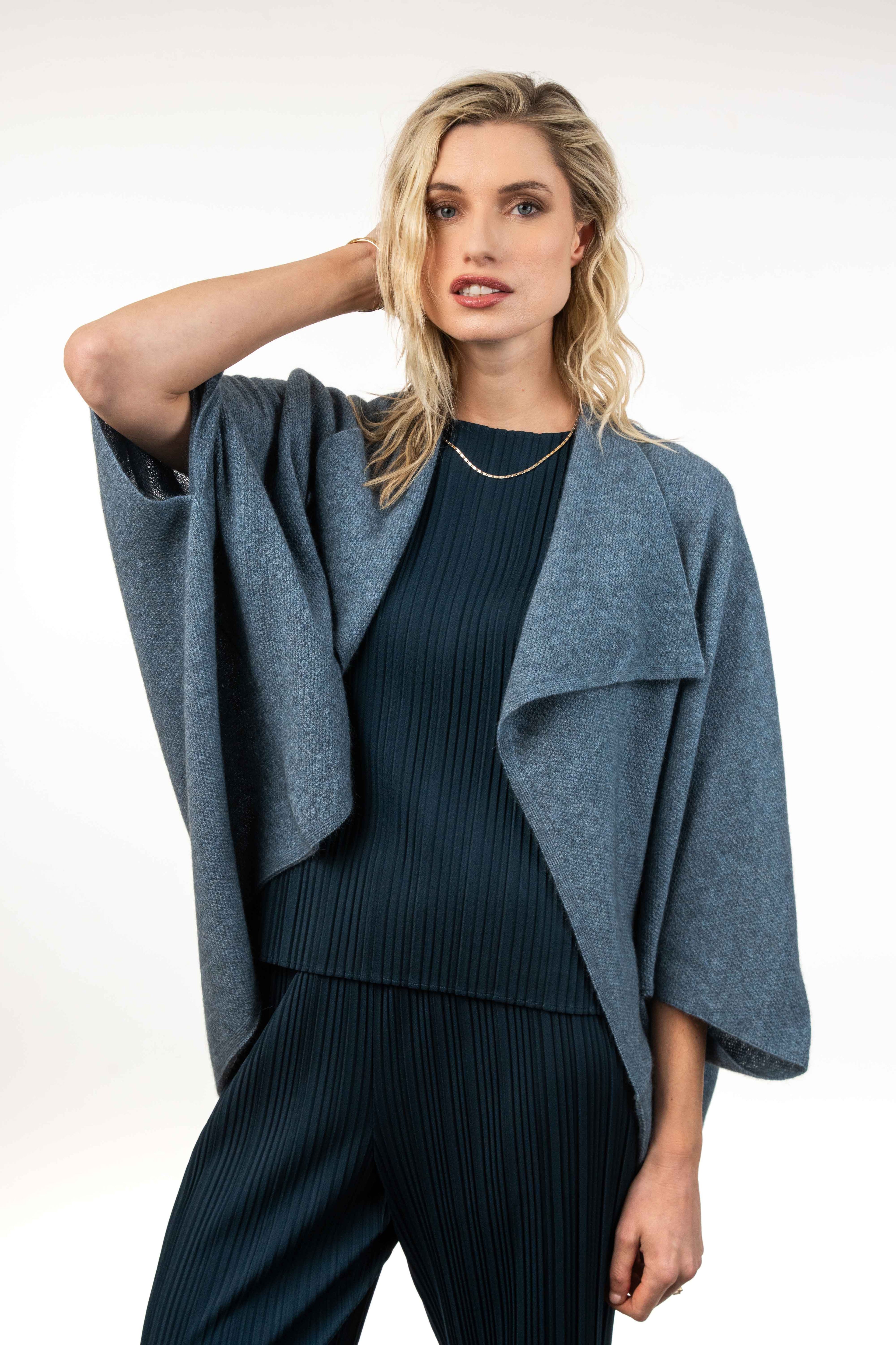 Moss Stitch Possum Merino Shrug