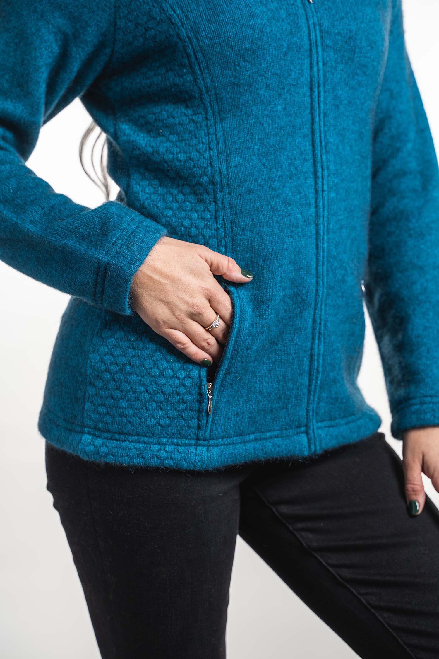 Possum Merino Textured Zip Jacket - Koru Knitwear