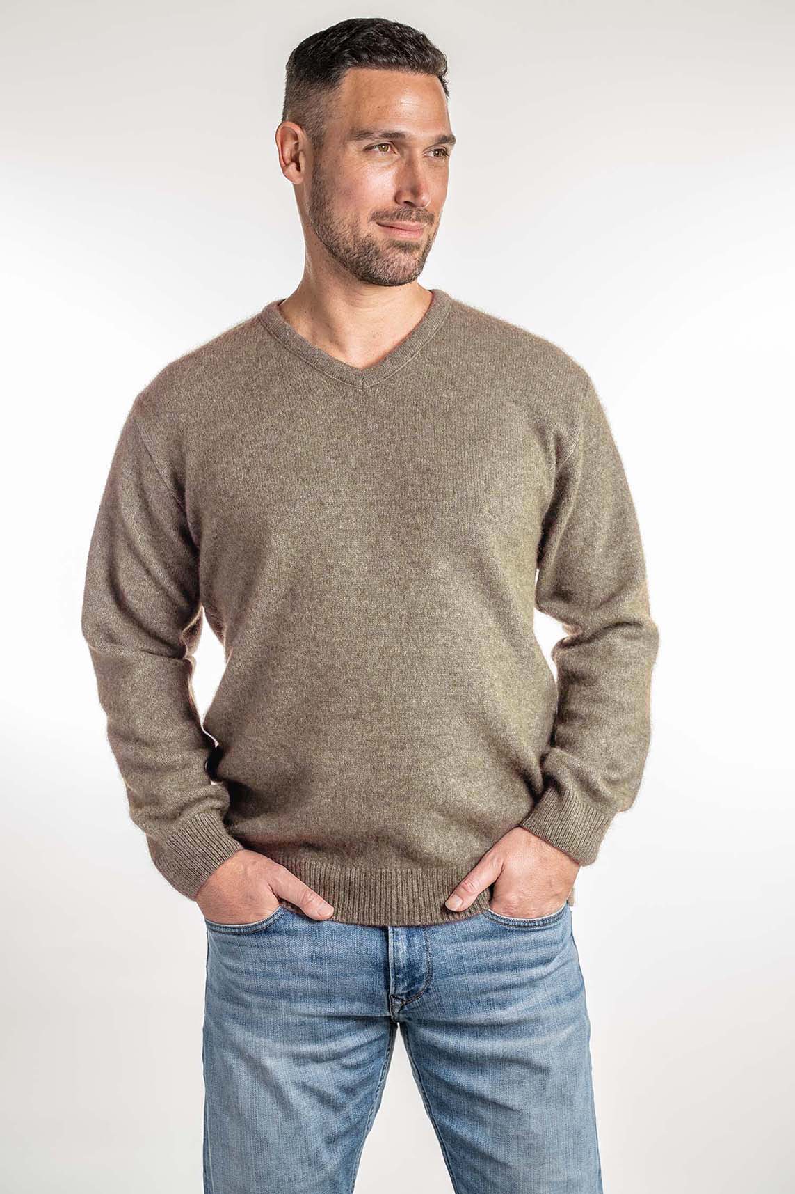 V Neck Possum Merino Jumper - Koru Knitwear Secondary image