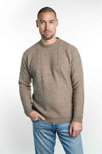 Aran Pattern Crew Neck Possum Merino Jumper
