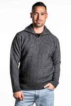 Chevron Pattern Possum Merino Zip Jumper
