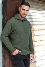 Chevron Pattern Possum Merino Zip Jumper
