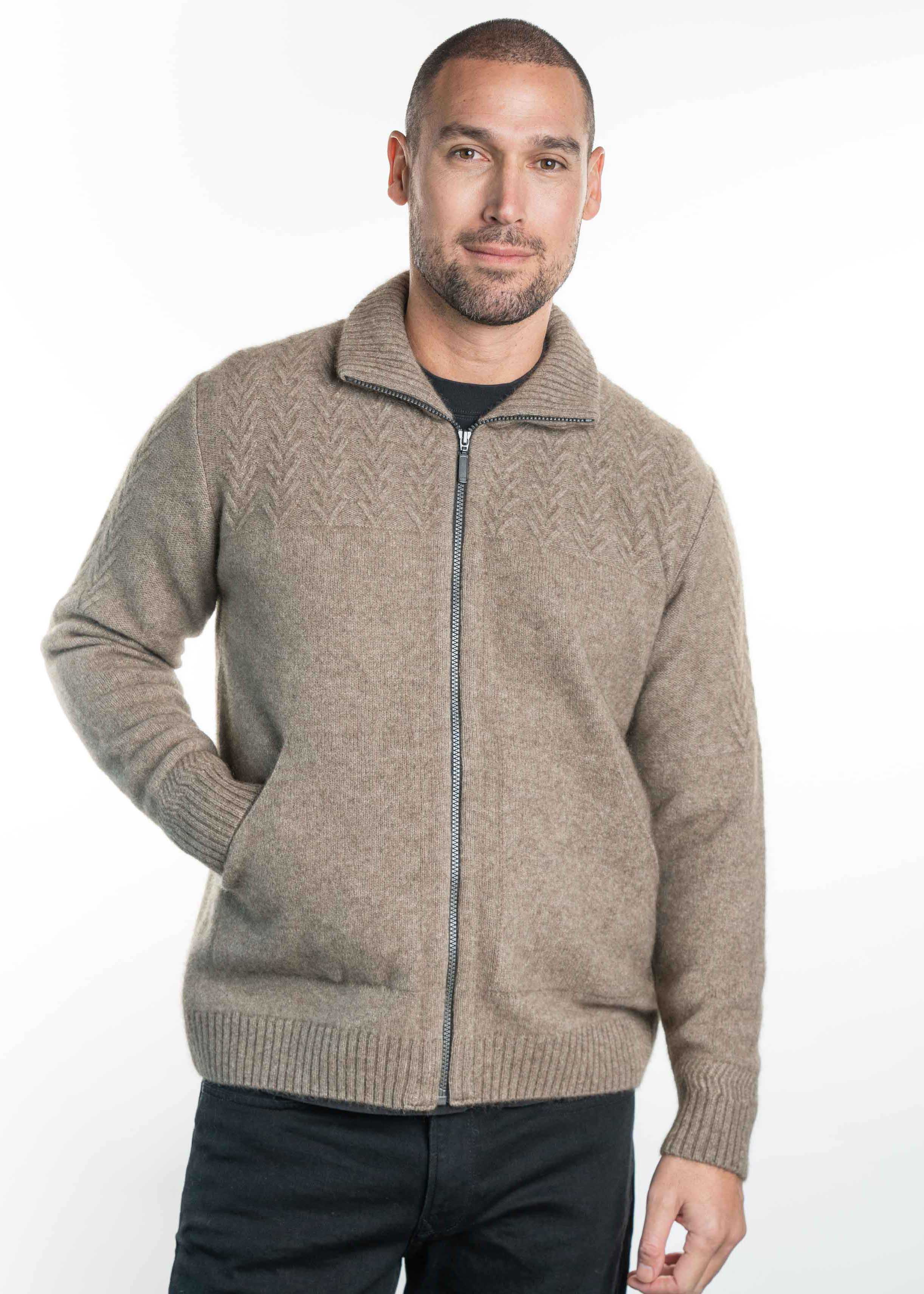Chevron Pattern Possum Merino Zip Jacket Main image