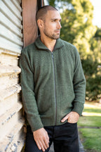 Chevron Pattern Possum Merino Zip Jacket