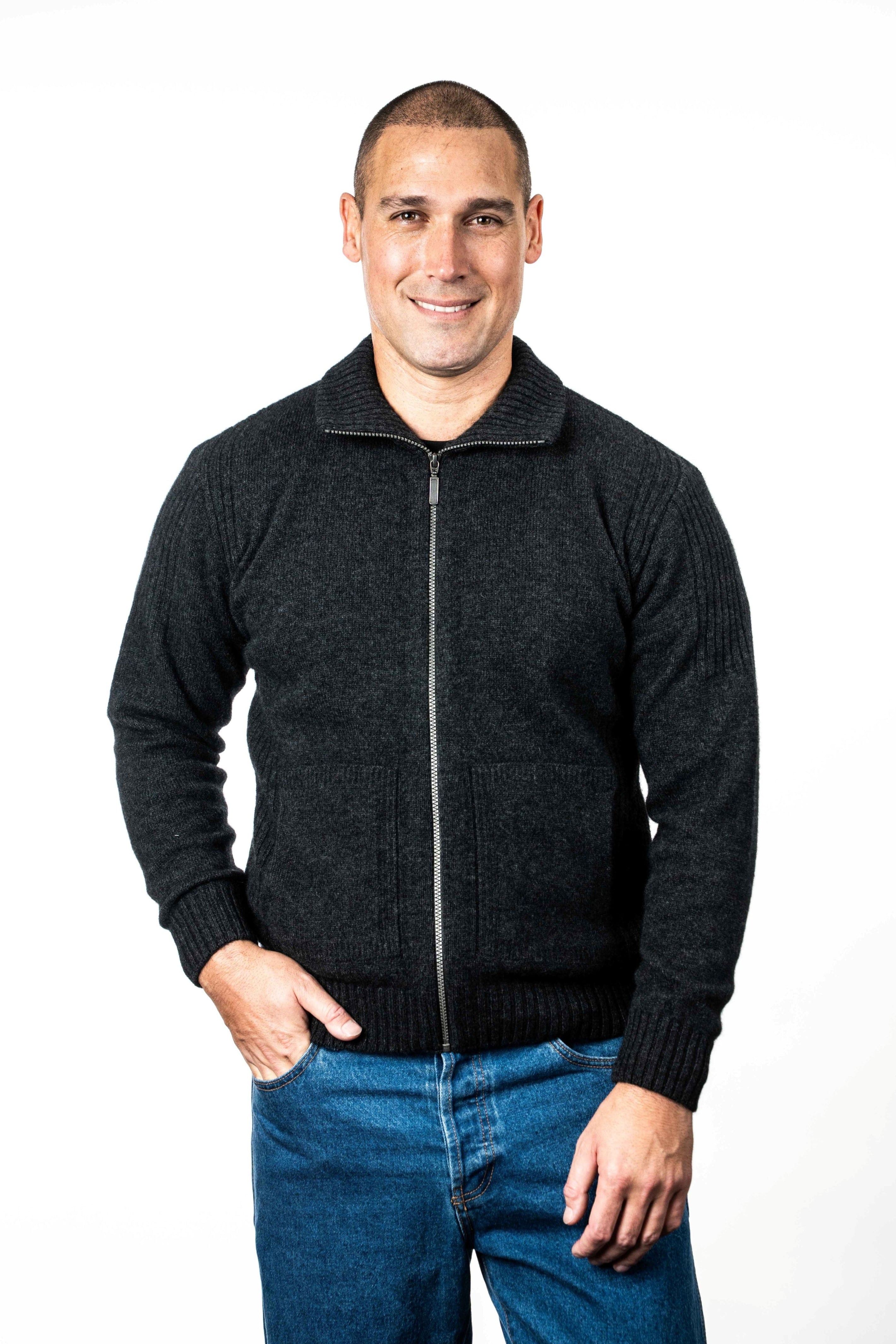Rib Detail Possum Merino Men's Jacket Secondary image