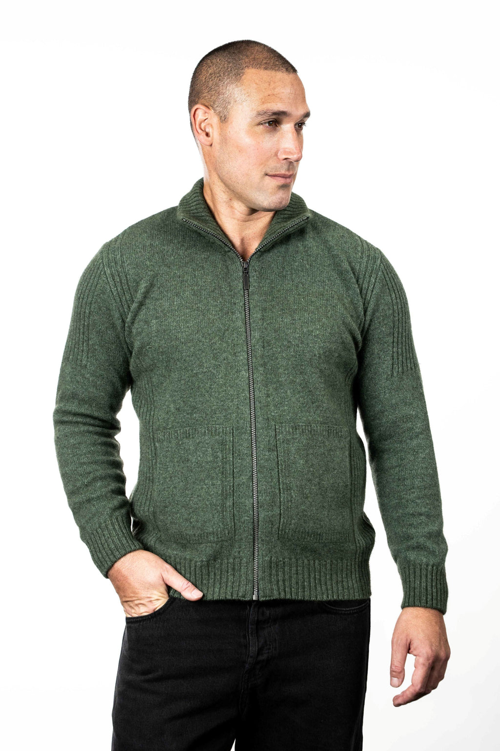Rib Detail Possum Merino Men's Jacket