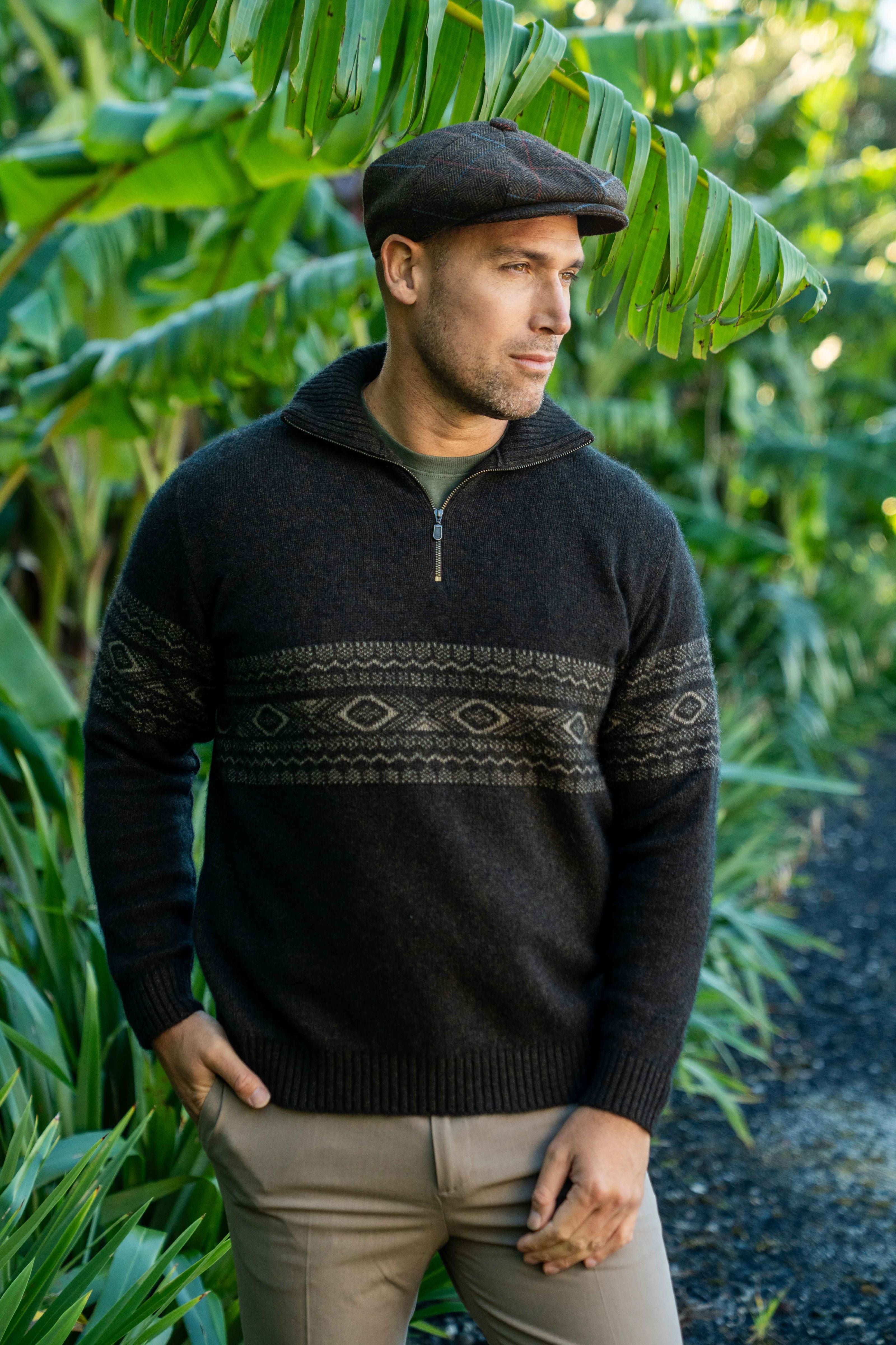 Fairisle Possum Merino Zip Jumper