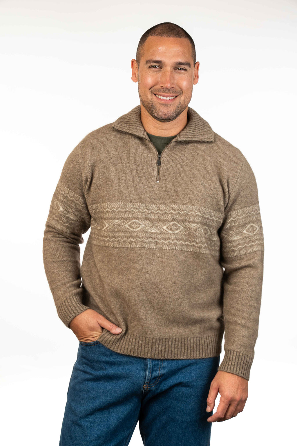 Fairisle Possum Merino Zip Jumper