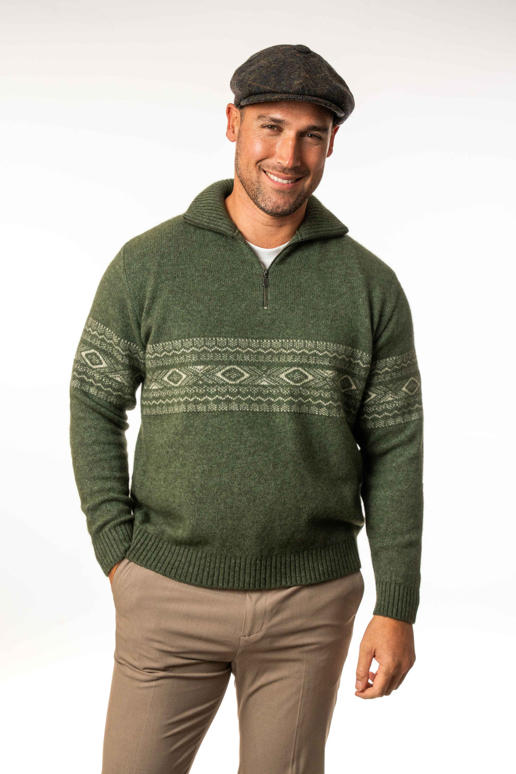 Fairisle Possum Merino Zip Jumper