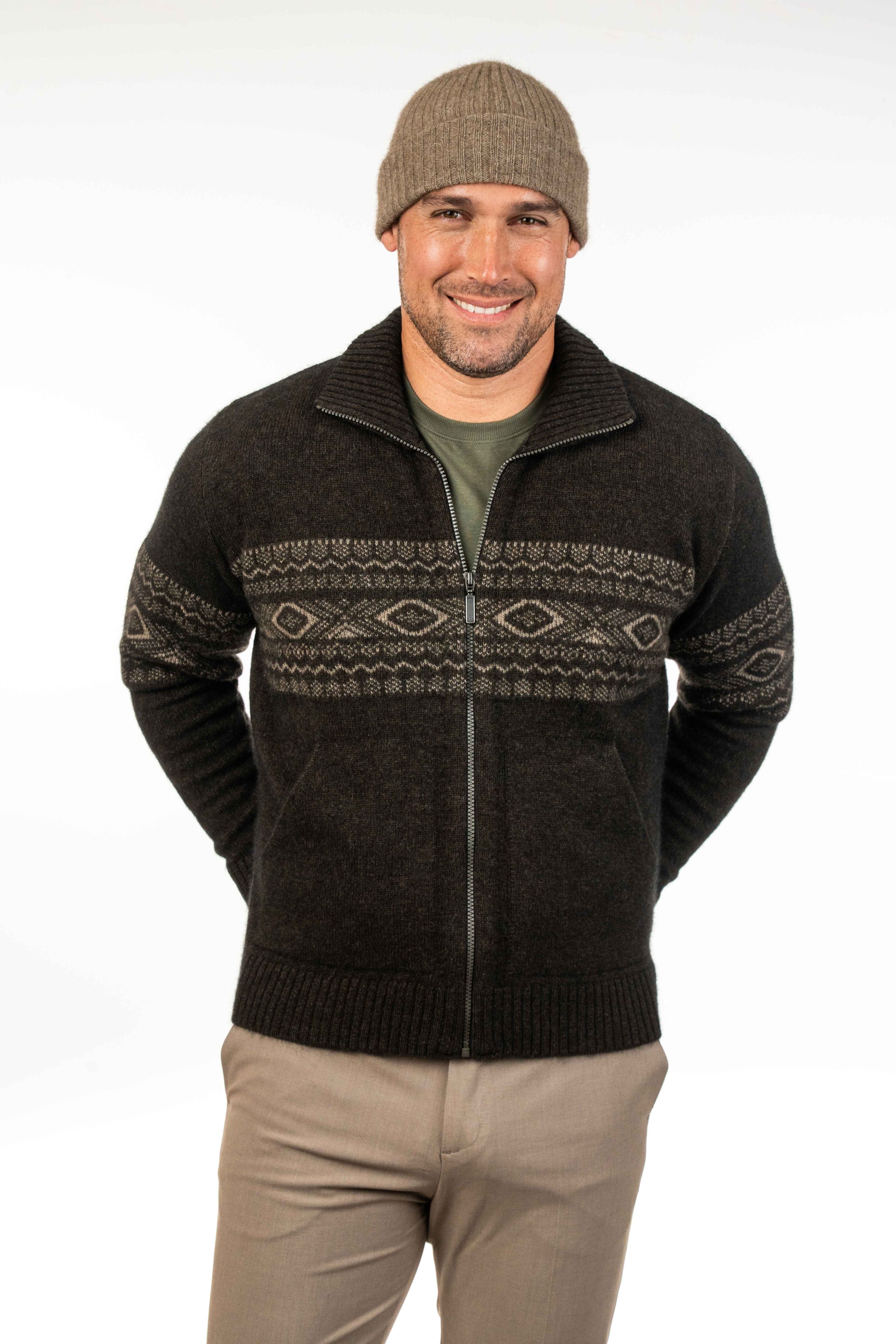 Fairisle Possum Merino Zip Jacket