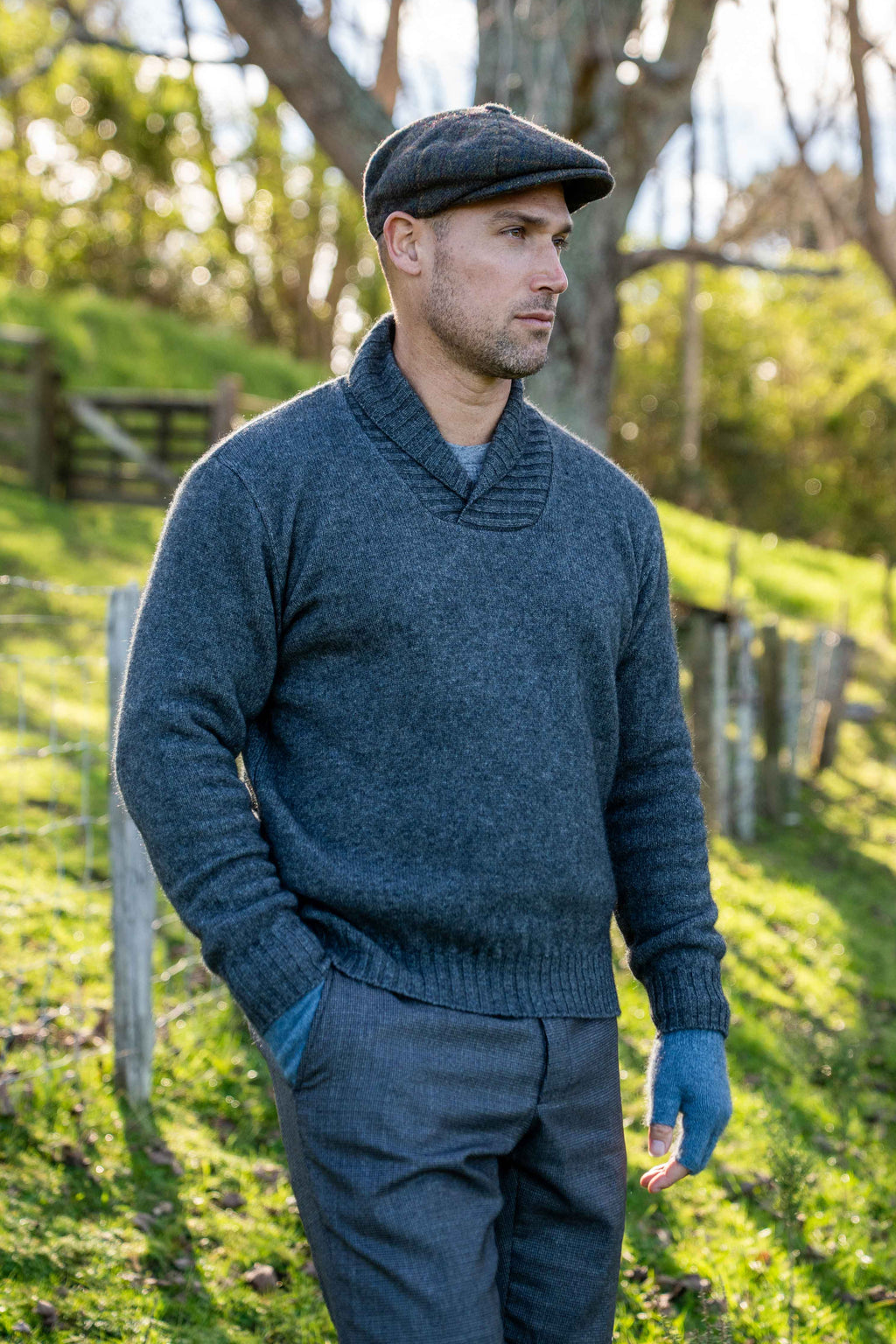 Shawl Collar Possum Merino Jumper