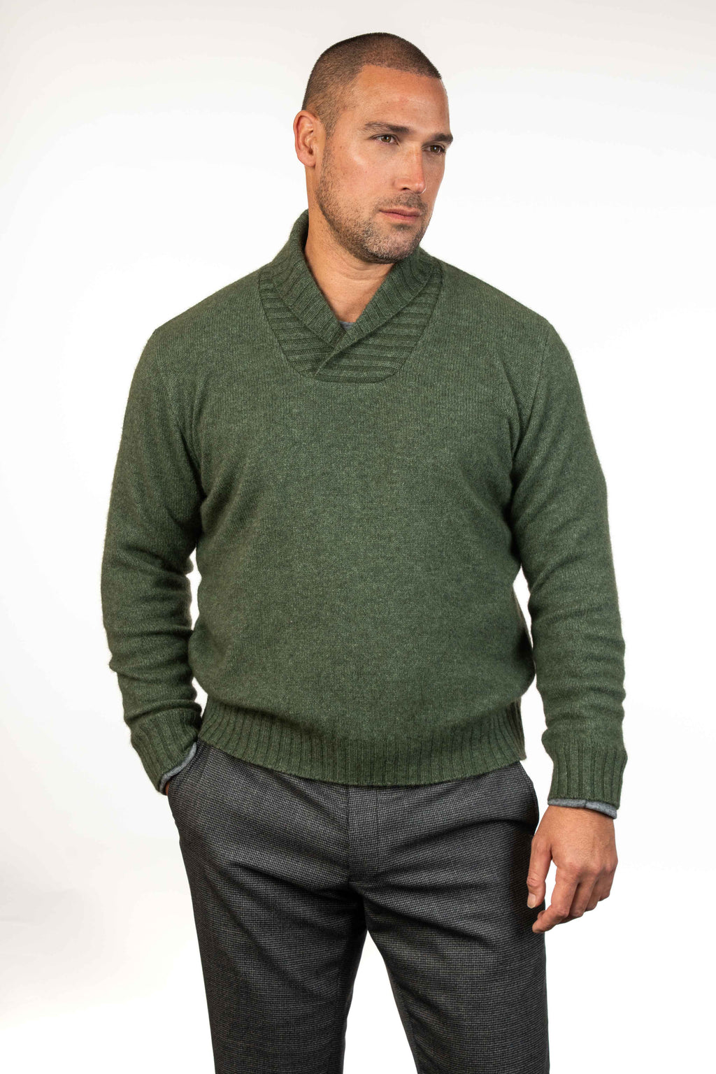 Shawl Collar Possum Merino Jumper