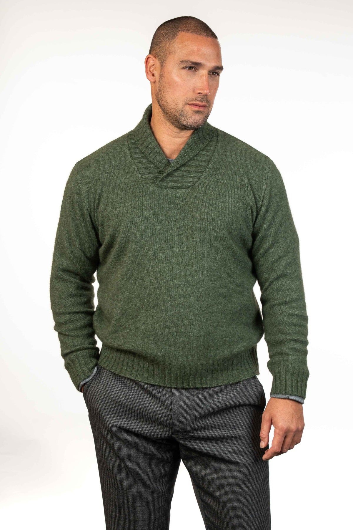 Shawl Collar Possum Merino Jumper