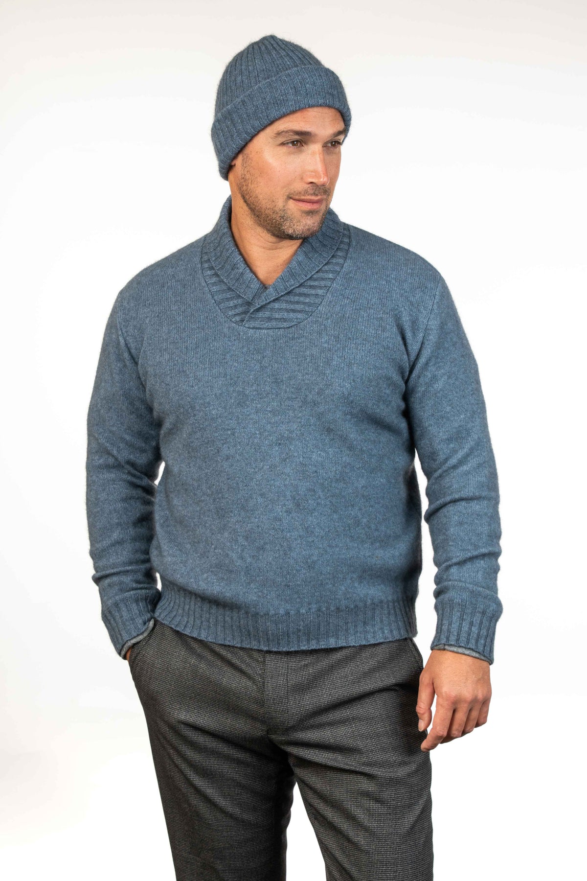 Shawl Collar Possum Merino Jumper