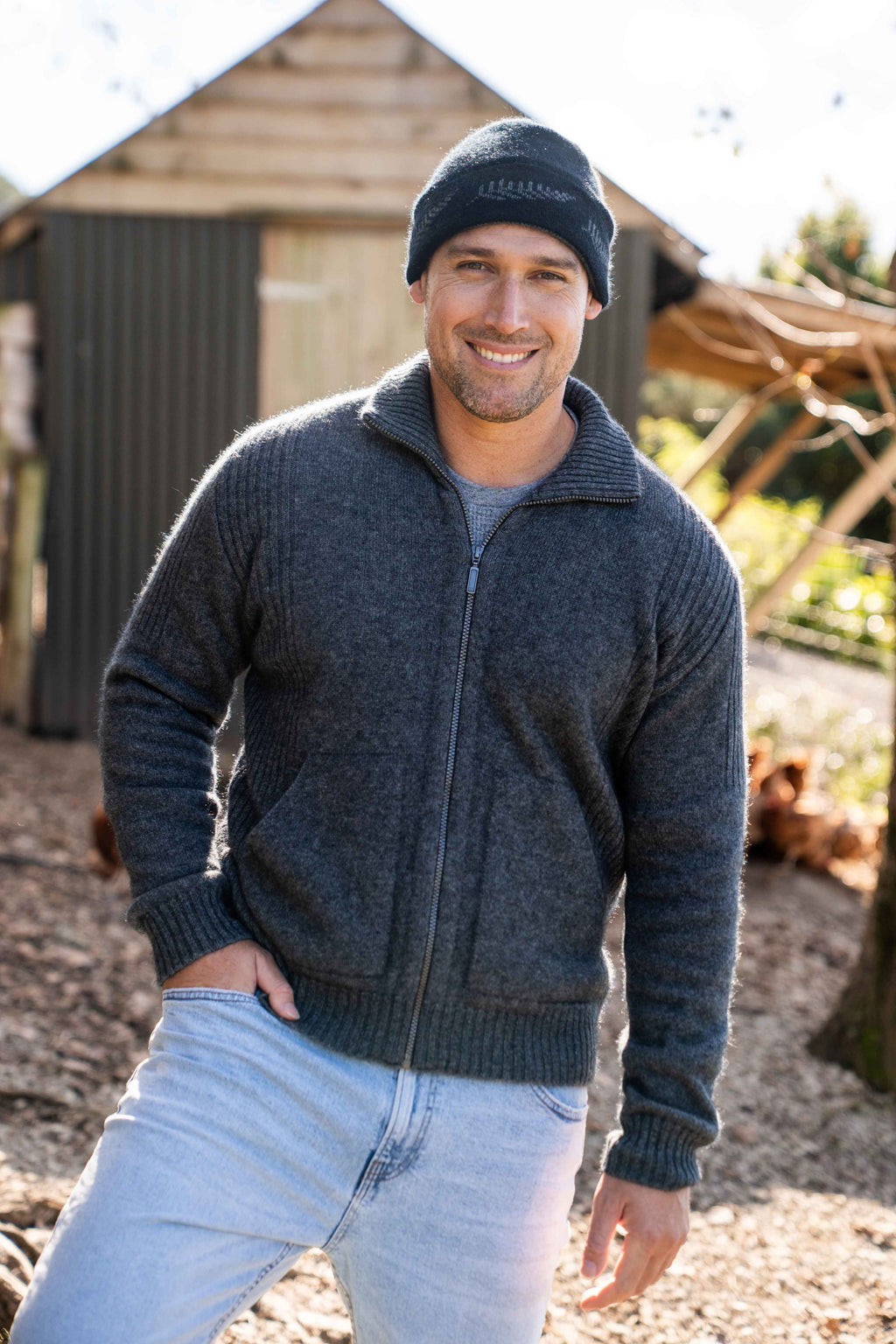 Men's Possum Merino Ribbed Zip Jacket