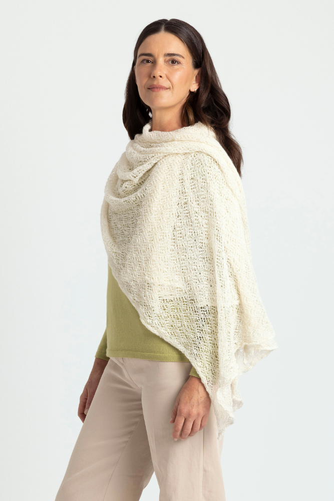 Lace Alpaca Wool Wrap-Natural