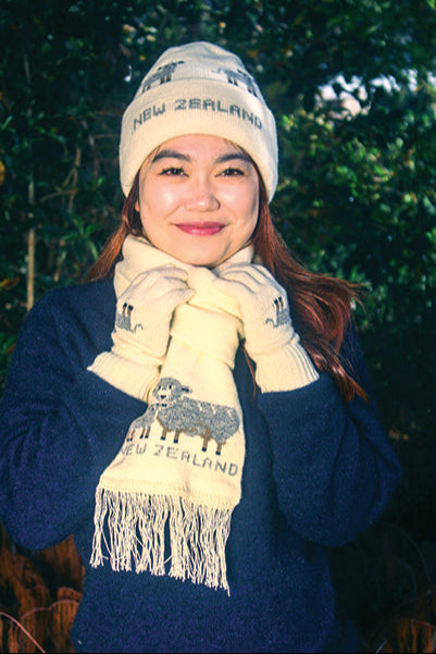 Sheep Design Merino Wool Scarf Main image