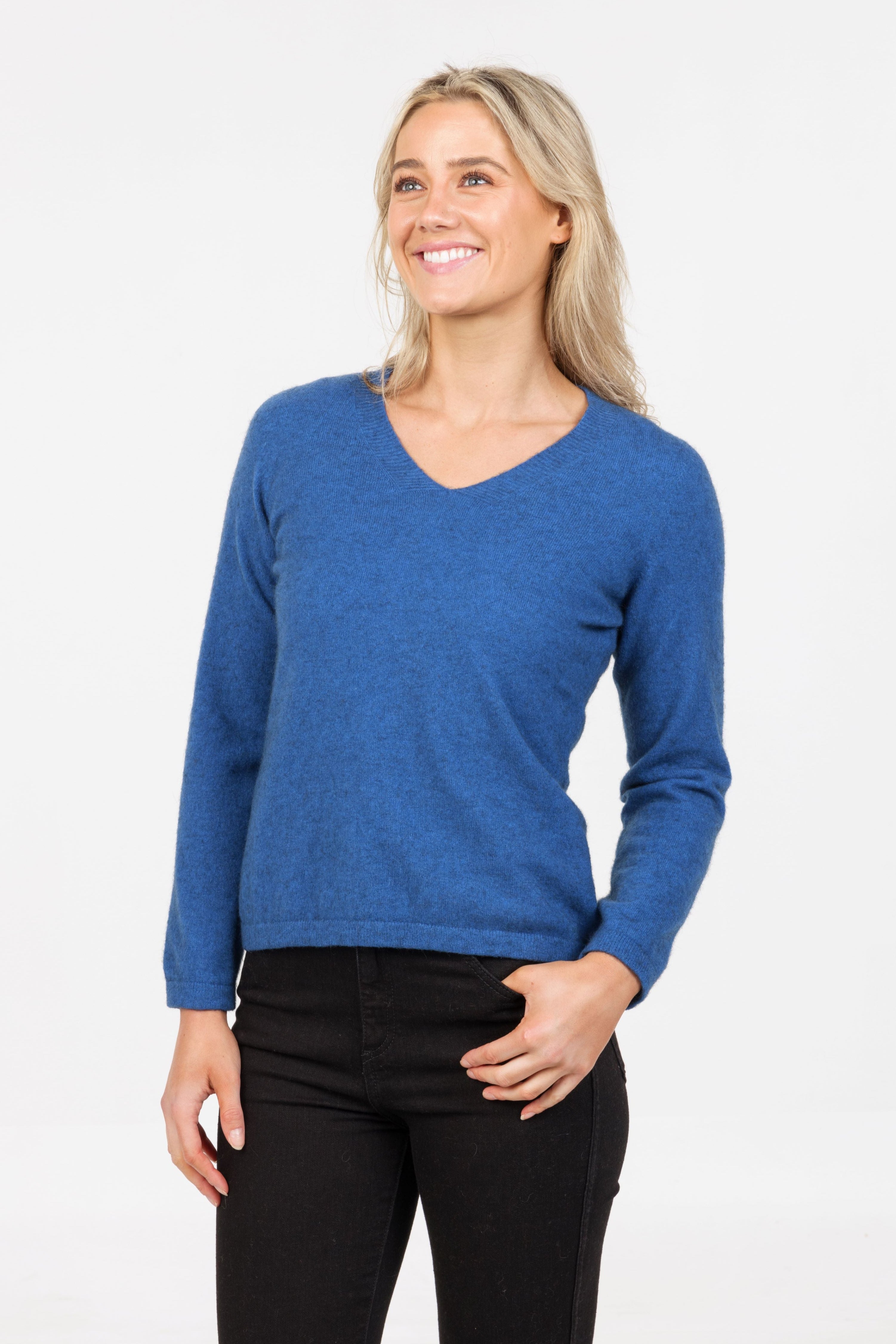 V Neck Plain Possum Merino Sweater Main image