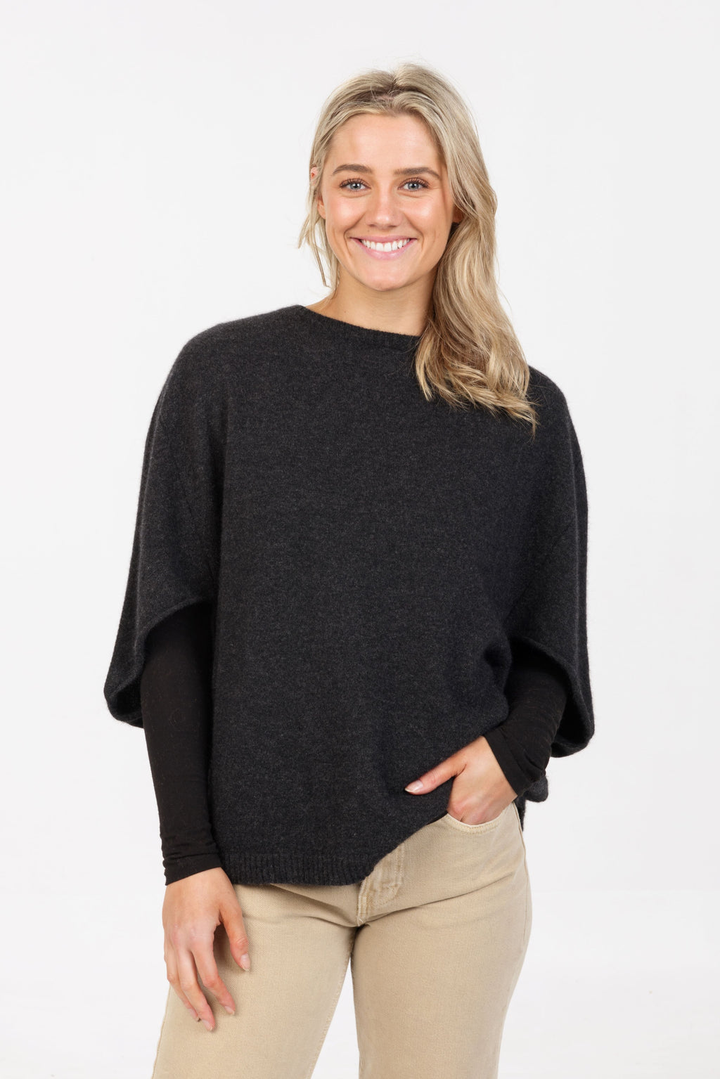 Split Sleeve Possum Merino Poncho