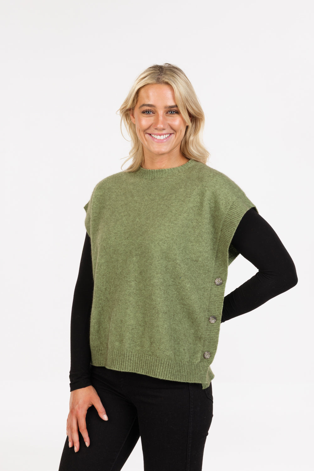 Side Button Possum Merino Vest Secondary image
