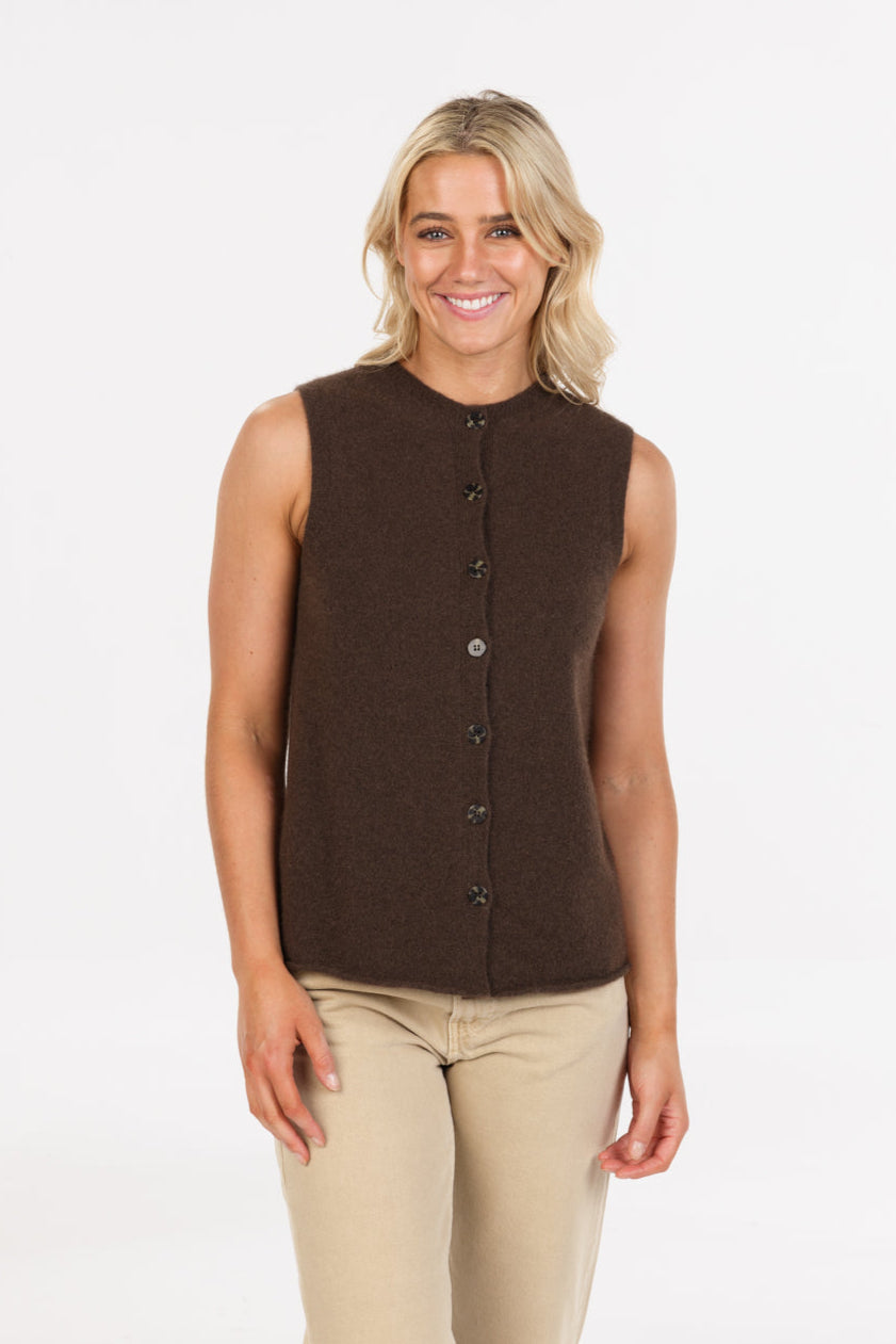 Sleeveless Possum Merino Cardigan Secondary image