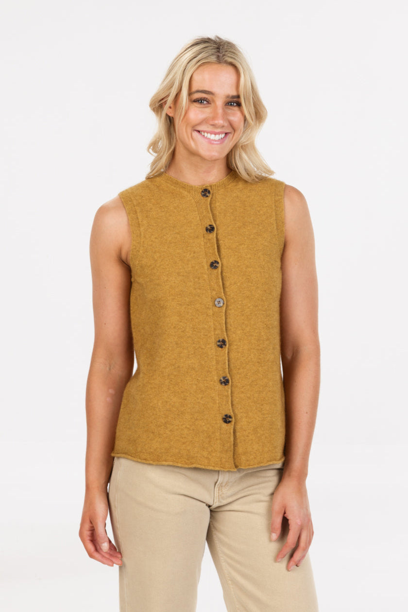 Sleeveless Possum Merino Cardigan Main image