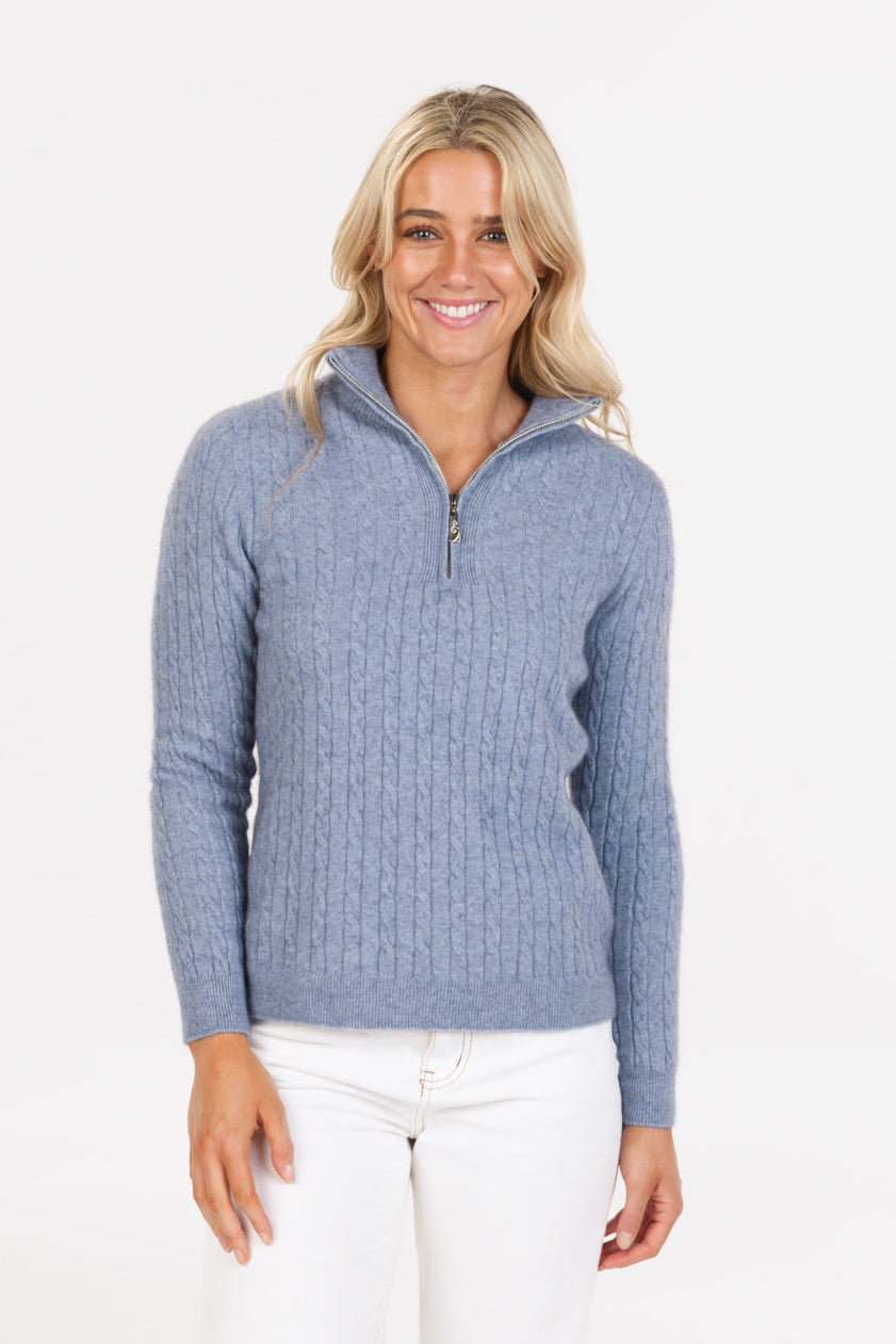 Cable Half Zip Possum Merino Sweater Main image