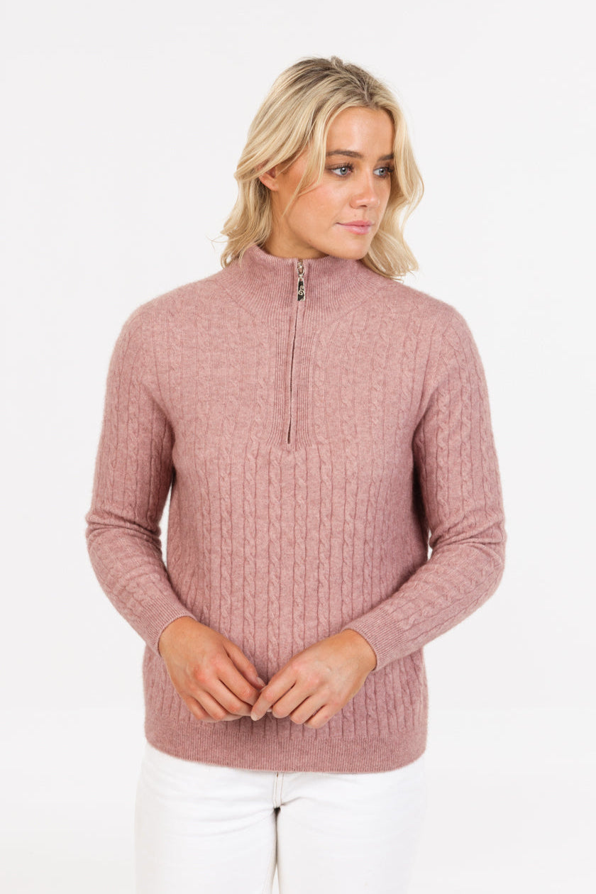Cable Half Zip Possum Merino Sweater Secondary image