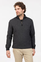 Textured Possum Merino Half Zip Sweater