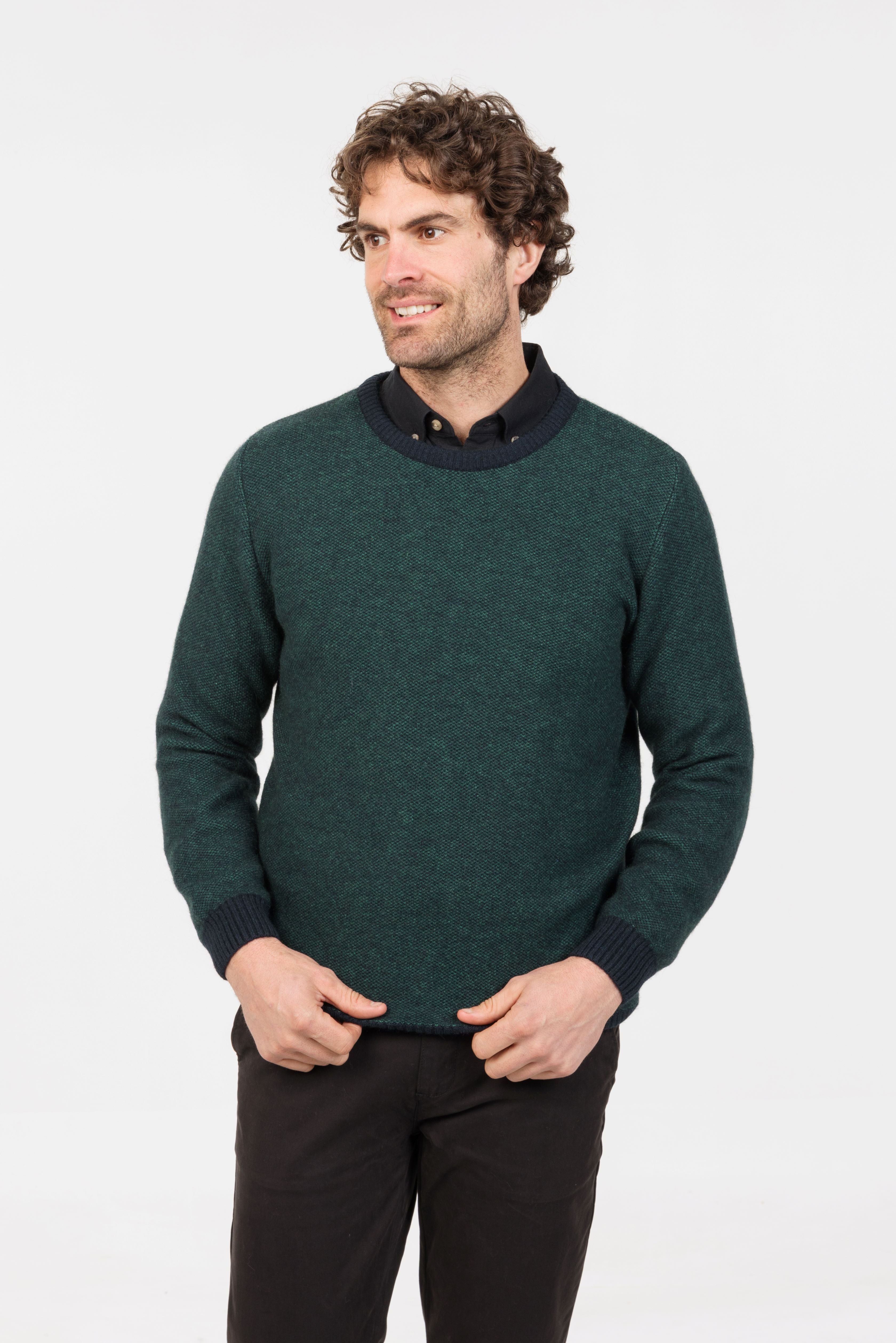 Textured Possum Merino Crew Neck Jumper Secondary image