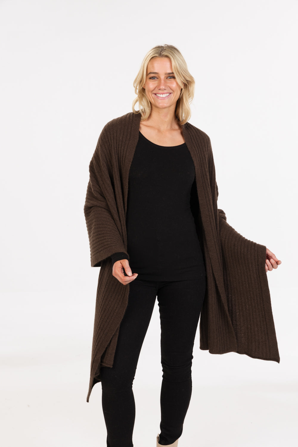 Ribbed Possum Merino Wrap Main image