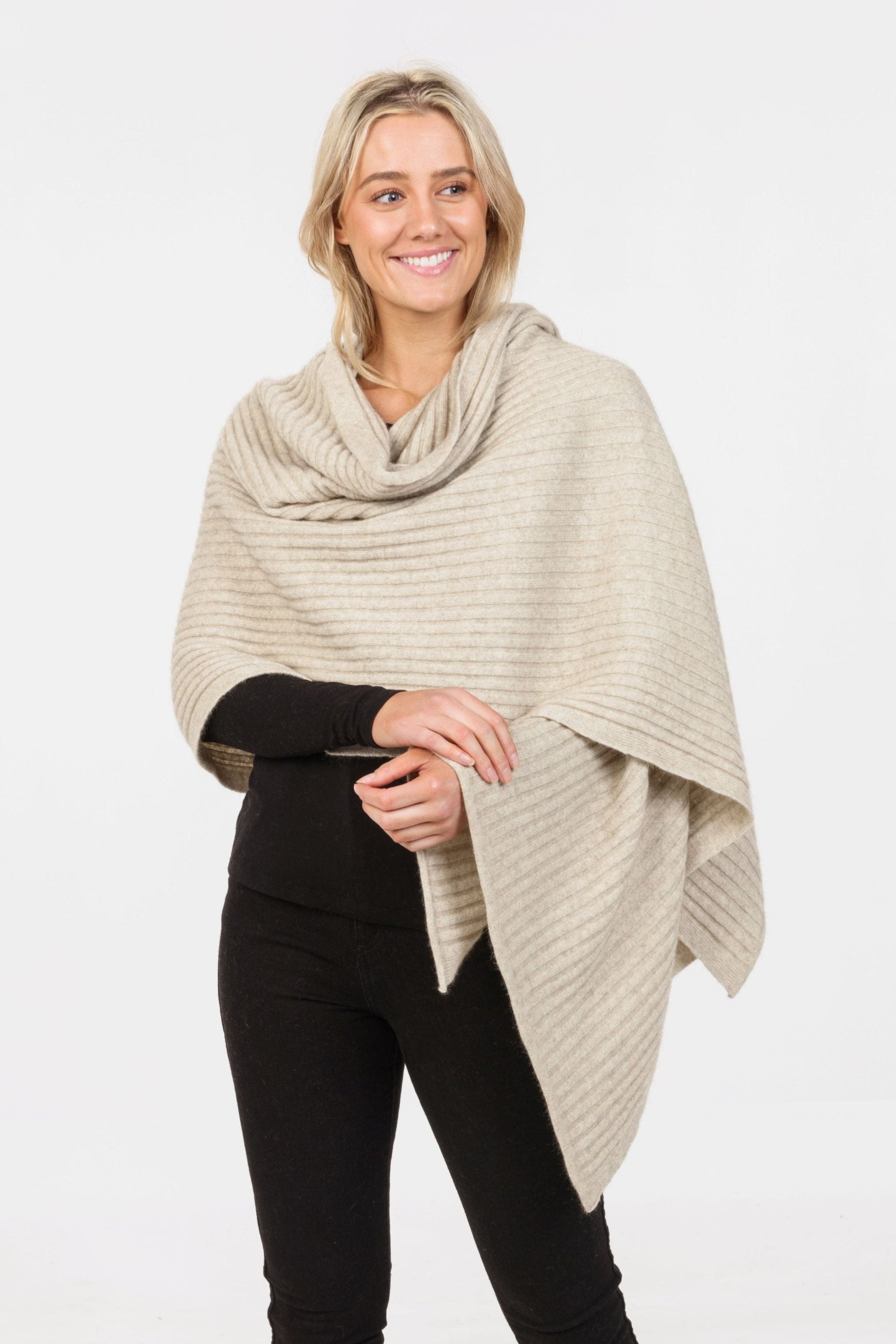 Ribbed Possum Merino Wrap Secondary image