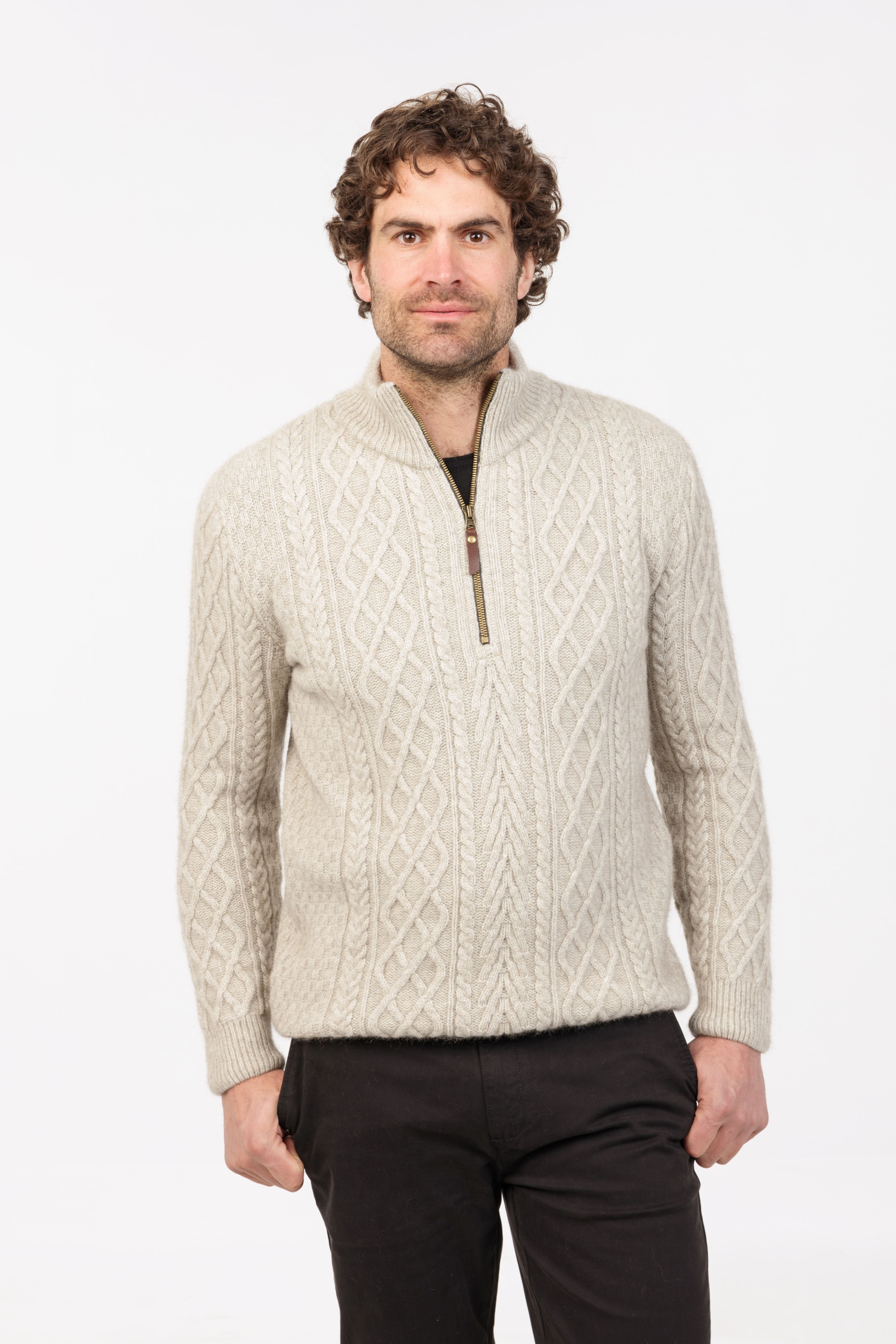 Arran Possum Merino Half Zip Sweater Secondary image